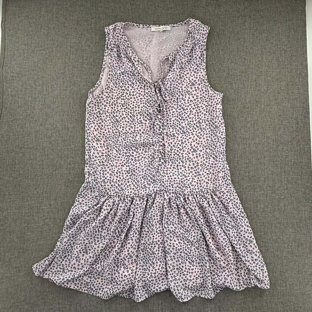Harper Wren mini Dress Leopard Print Small Sleeveless‎ Ruffle Hem Lined Pink